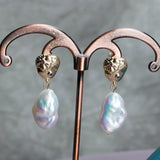 Baroque Keshi Pearl Earrings 14K Filled Hook