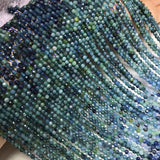 Green Tourmaline Gemstone Beads 3-3.5mm Faceted Round 15inch