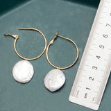 Natural Coin Freshwater Pearl Earrings 14K Filled Hook