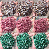 Rutilated Quartz Crystal & Persian Agate Tourmaline 6x8mm Beads