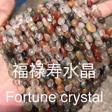 Rutilated Quartz Crystal & Persian Agate Tourmaline 6x8mm Beads