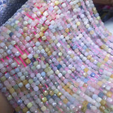 Morganite 4-4.5mm Faceted Cube Beads for 925 Silver Jewelry 15in
