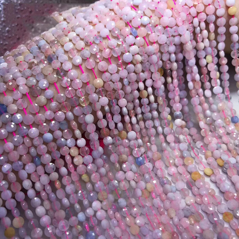 Morganite 4-4.5mm Faceted Cube Beads for 925 Silver Jewelry 15in