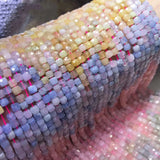 Morganite 4-4.5mm Faceted Cube Beads for 925 Silver Jewelry 15in