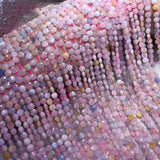Morganite 4-4.5mm Faceted Cube Beads for 925 Silver Jewelry 15in