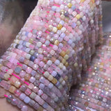 Morganite 4-4.5mm Faceted Cube Beads for 925 Silver Jewelry 15in
