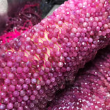 Pink Tourmaline 2-6mm Round Faceted Beads for Jewelry Making 15in