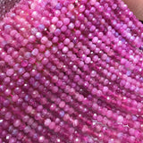 Pink Tourmaline 2-6mm Round Faceted Beads for Jewelry Making 15in