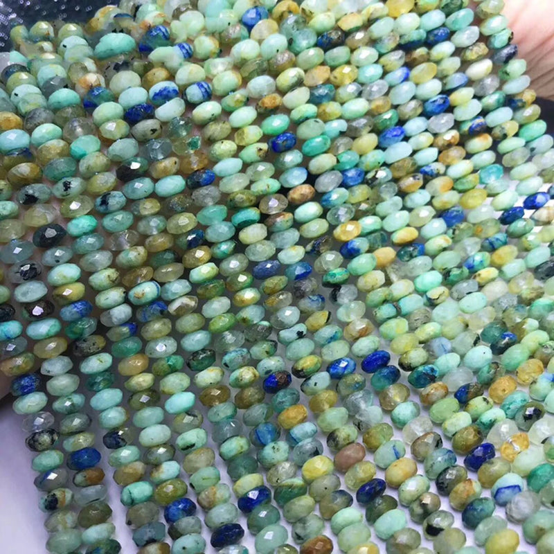 Lapis Chrysocolla 4x7mm Faceted Roundel Gemstone Beads 15inch