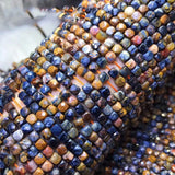 Orange Garnet Pietersite Epidote 4x4.5mm Cube Beads