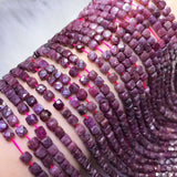 Ruby Gemstone 4x4.5mm Cube Beads for Silver 925 Jewelry 15 inch