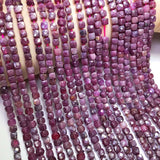 Ruby Gemstone 4x4.5mm Cube Beads for Silver 925 Jewelry 15 inch