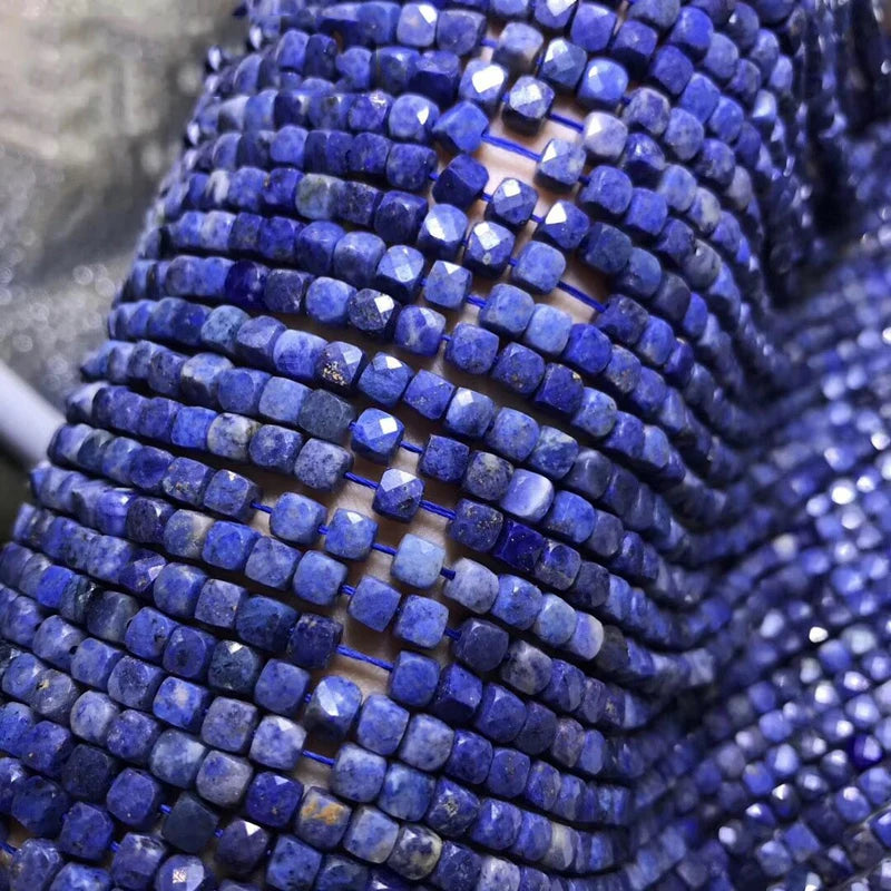 Sri Lankan Sapphire 4x4.5mm Faceted Cube Beads for Silver 925 Jewelry