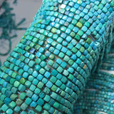 Turquoise Square Faceted Gemstone Beads 4x4.5mm for Jewelry Making 15inch