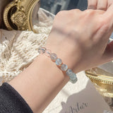 8.5mm Aquamarine Moonstone Quartz Bead Bracelet 14KGP