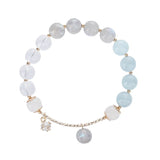 8.5mm Aquamarine Moonstone Quartz Bead Bracelet 14KGP