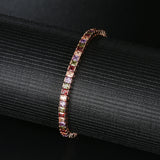 Rose CZ Tennis Bracelet 4mm Princess Cut Women Wedding Jewelry
