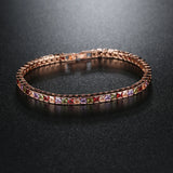 Rose CZ Tennis Bracelet 4mm Princess Cut Women Wedding Jewelry