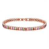 Rose CZ Tennis Bracelet 4mm Princess Cut Women Wedding Jewelry