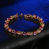 Zirconia Rose Leaf Charm Bracelet For Women