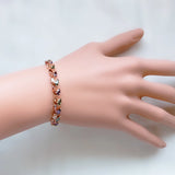 Zirconia Rose Leaf Charm Bracelet For Women