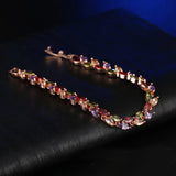Zirconia Rose Leaf Charm Bracelet For Women