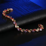 Zirconia Rose Leaf Charm Bracelet For Women