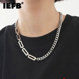 IEFB Style Square Mixed Chain Splicing Necklace Men