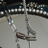 IEFB Style Square Mixed Chain Splicing Necklace Men