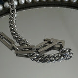 IEFB Style Square Mixed Chain Splicing Necklace Men