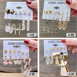 Vintage Pearl Circle Hoop Earrings Set for Women Girl Big Piercing Jewelry