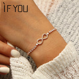CZ Infinity Bracelet Rose Silver Bangle Geometric Jewelry