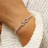 CZ Infinity Bracelet Rose Silver Bangle Geometric Jewelry