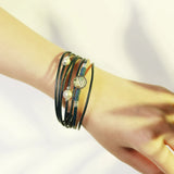 Green Natural Stone Leather Bracelet Multilayer Beads Bracelet High Jewelry