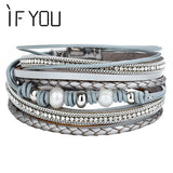Green Natural Stone Leather Bracelet Multilayer Beads Bracelet High Jewelry