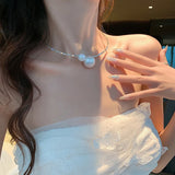 Pearl Choker Necklace Clavicle Chain for Women