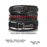 Adjustable 5 Pcs/set Punk Woven Leather Bracelets