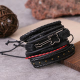 Adjustable 5 Pcs/set Punk Woven Leather Bracelets