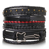 Adjustable 5 Pcs/set Punk Woven Leather Bracelets