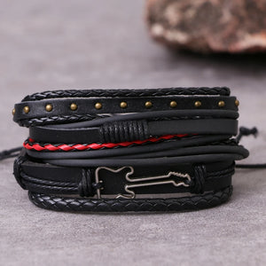 Adjustable 5 Pcs/set Punk Woven Leather Bracelets