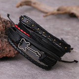 Adjustable 5 Pcs/set Punk Woven Leather Bracelets