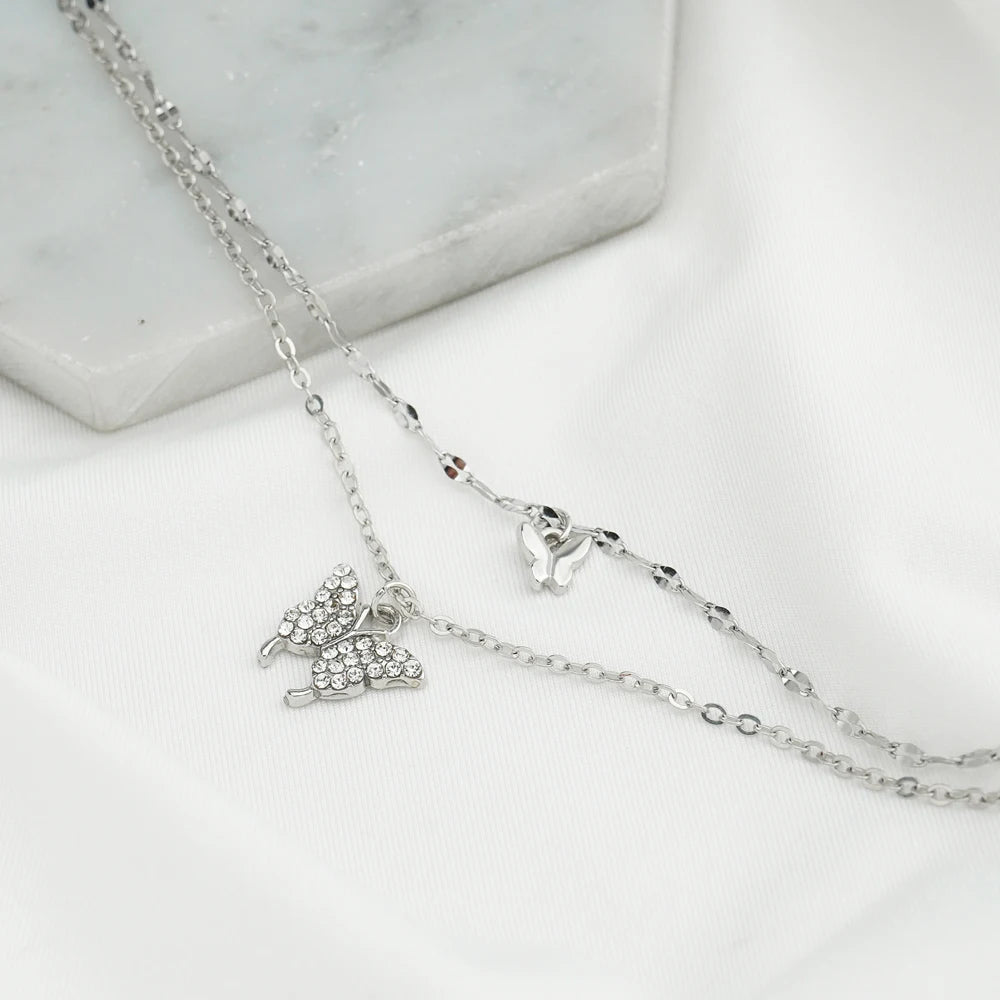 Silver Chain Anklet Butterfly Pendant Leg Bracelet Women's Leg Jewelry