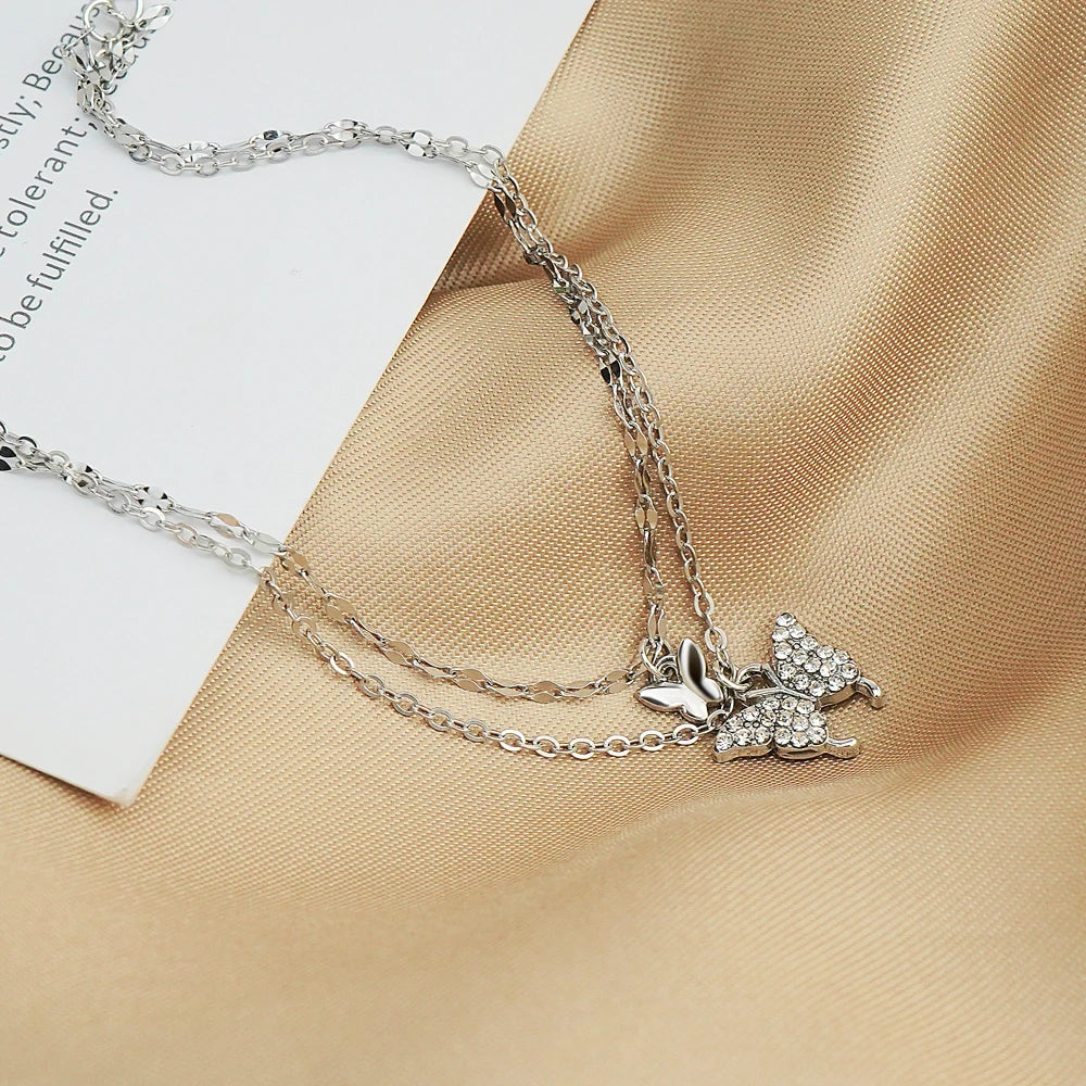 Silver Chain Anklet Butterfly Pendant Leg Bracelet Women's Leg Jewelry