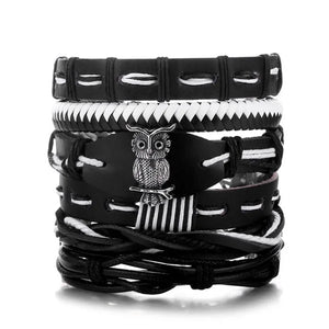 Woven Bracelets Leather Set Men Women Braided Bangle Jewelry