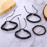 Woven Bracelets Leather Set Men Women Braided Bangle Jewelry