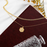 Bohemian Beads Chain Hexagon Pendant Necklace for Women