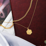 Bohemian Beads Chain Hexagon Pendant Necklace for Women