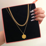 Bohemian Beads Chain Hexagon Pendant Necklace for Women