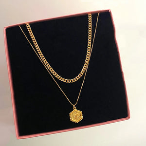 Bohemian Beads Chain Hexagon Pendant Necklace for Women