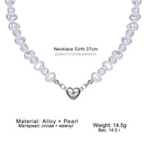 Heart Pendant Pearl Chain Choker Bridal Necklace